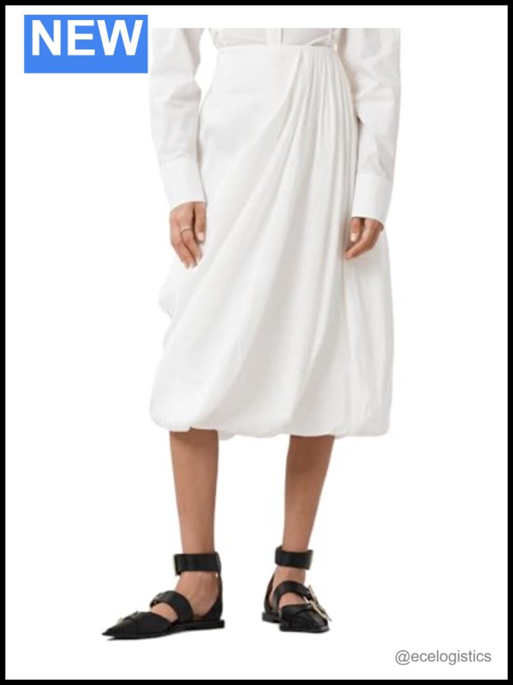 Ramie Midi Skirt Below Knee Zipper Casual